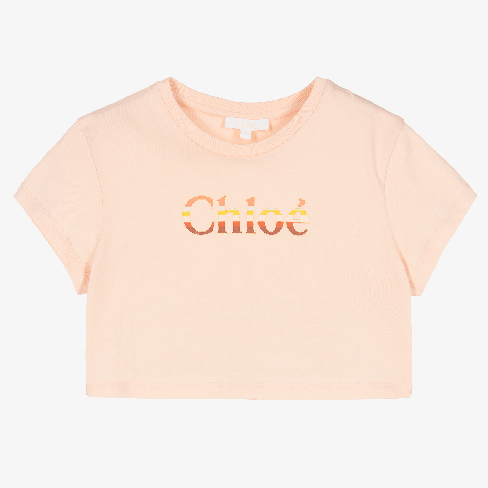 Chloe コットン ロゴ Tシャツ ピンク Chloé コットンジャージー製ベビーフィット ロゴTシャツ の