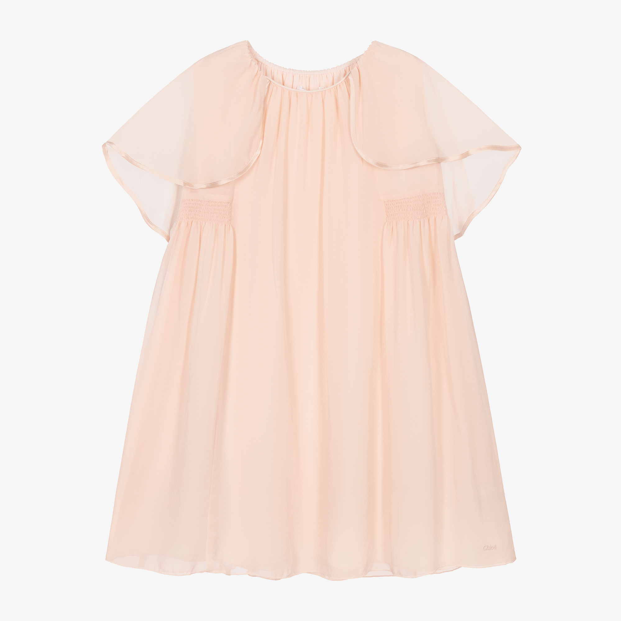 CHLOÉ Ribbon Sleeve Shift Dress In Pink Chloé Short Sleeve Dress in Pastel pink in Pastel pink