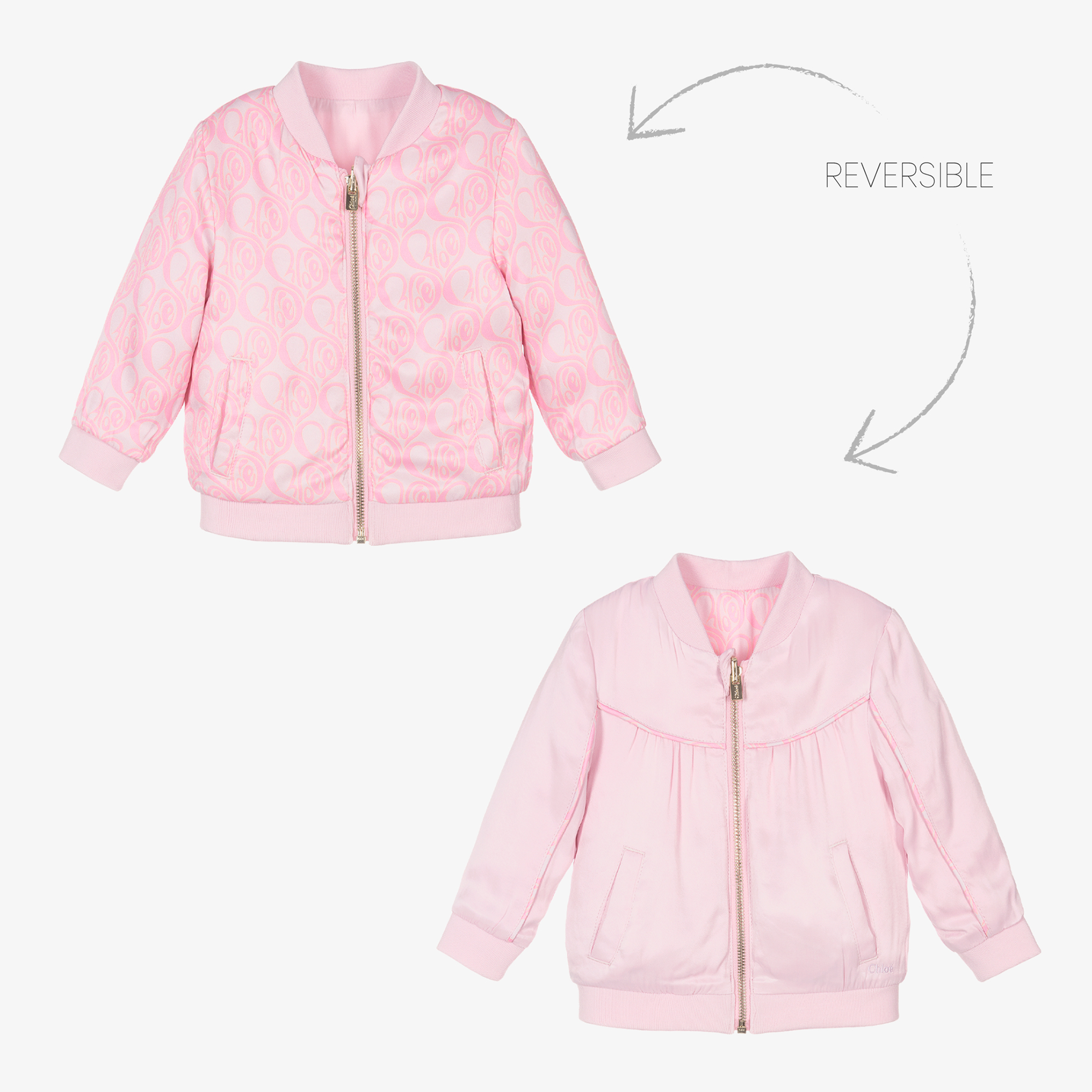 Chloé - Pink Satin Reversible Jacket | Childrensalon Outlet