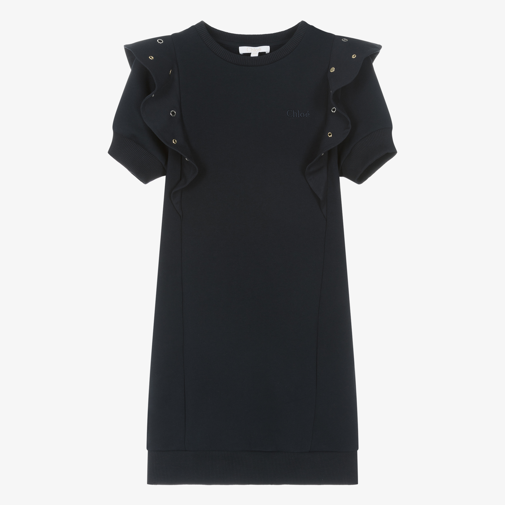 Chlo - Teen Girls Navy Blue Cotton Eyelet Dress | Childrensalon Outlet