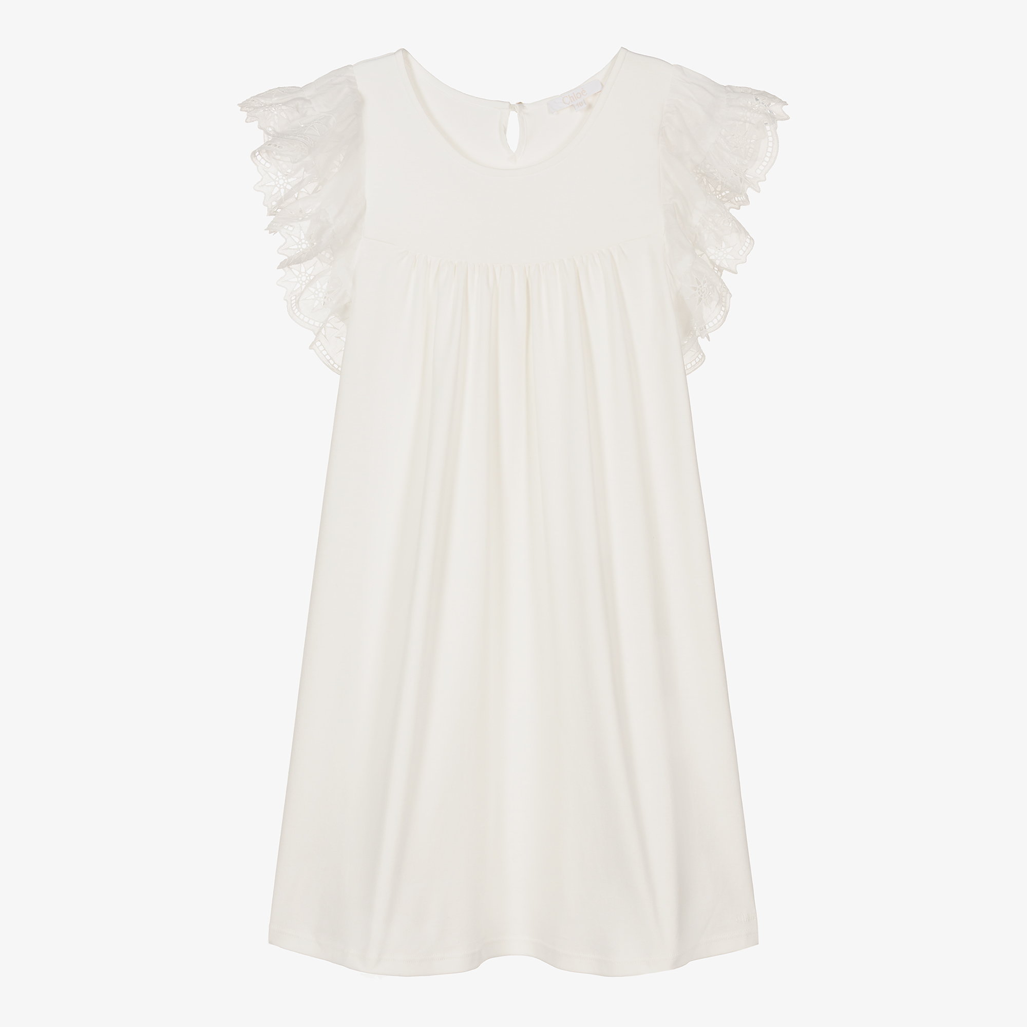 Chlo - Teen Girls White Cotton Jersey Dress | Childrensalon Outlet