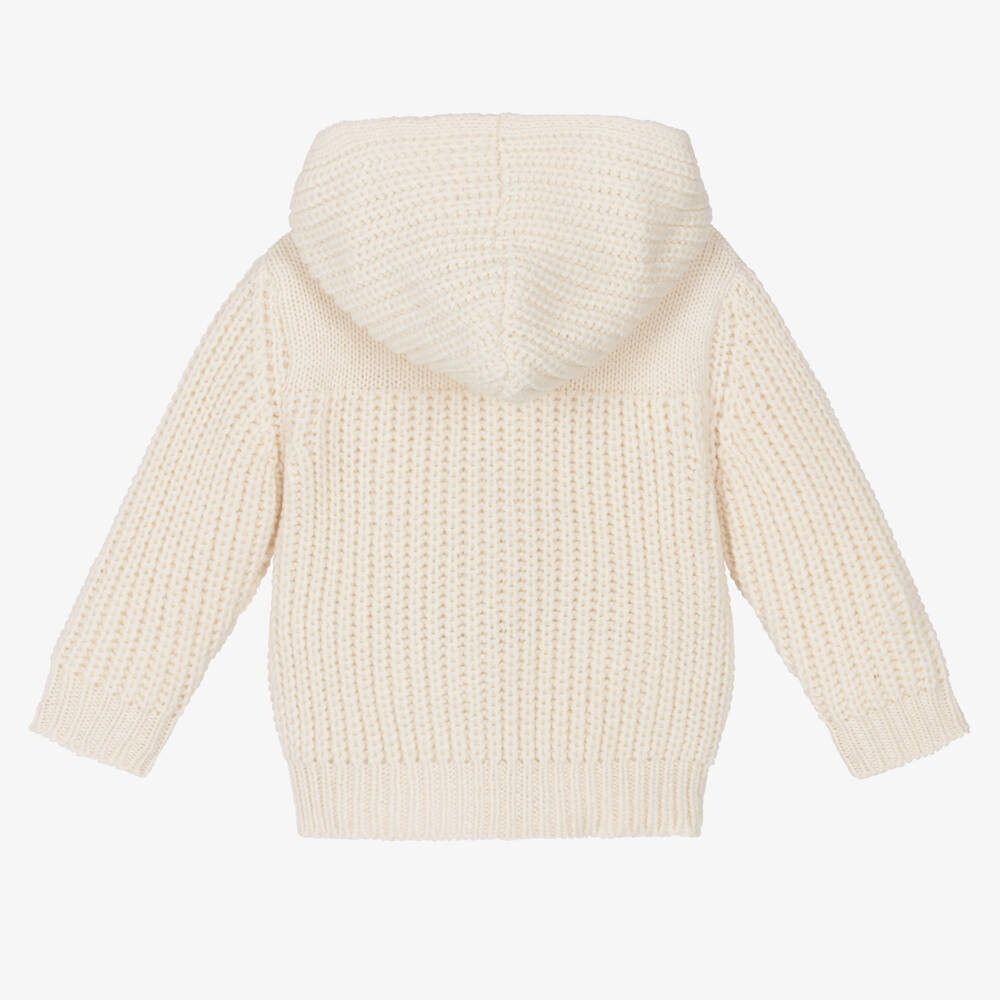1 + in the family-Baby Boys Ivory Knit Hooded Cardigan | Childrensalon Outlet