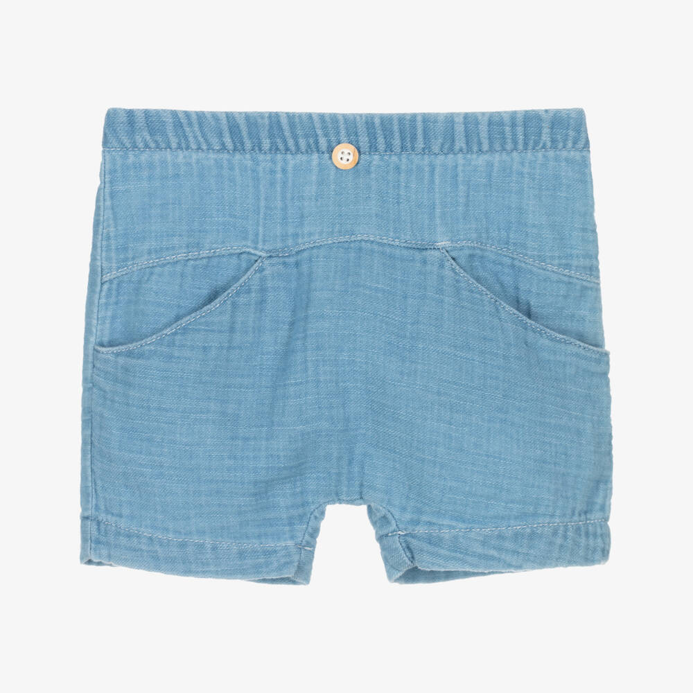 1 + in the family-Baby Boys Light Blue Cotton Shorts | Childrensalon Outlet