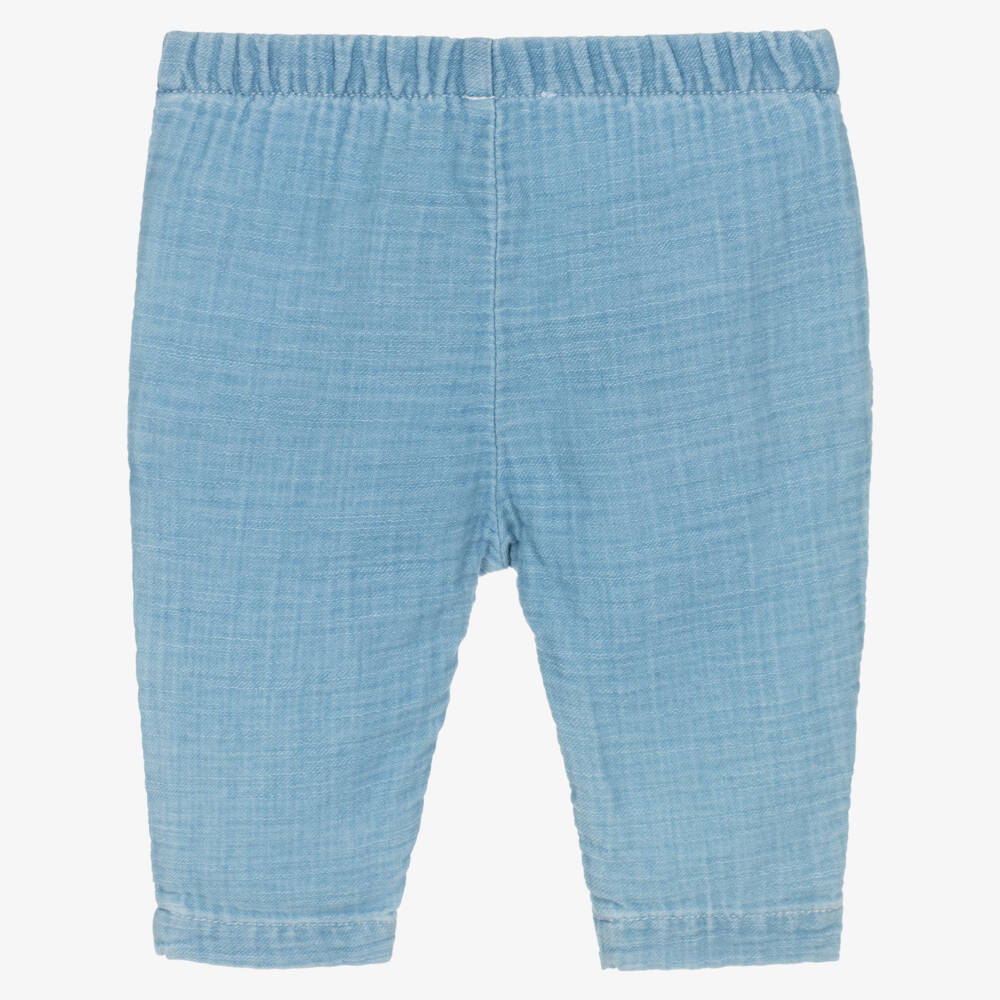 1 + in the family-Baby Boys Light Blue Cotton Trousers | Childrensalon Outlet