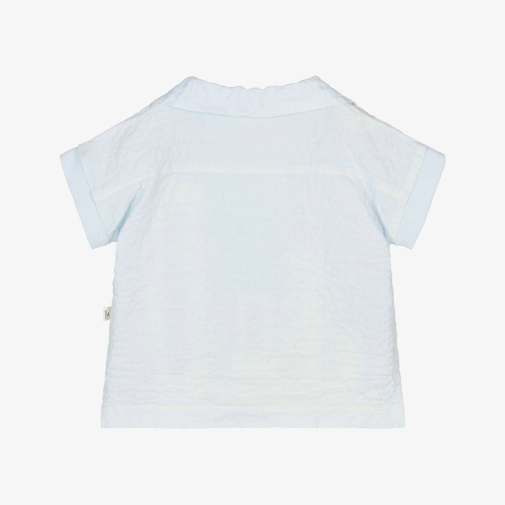 1 + in the family-Baby Boys Pale Blue Crinkle Cotton Shirt | Childrensalon Outlet