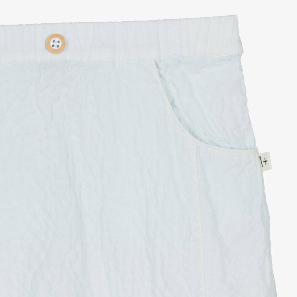 1 + in the family-Baby Boys Pale Blue Crinkle Cotton Trousers | Childrensalon Outlet
