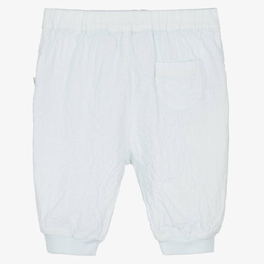 1 + in the family-Baby Boys Pale Blue Crinkle Cotton Trousers | Childrensalon Outlet