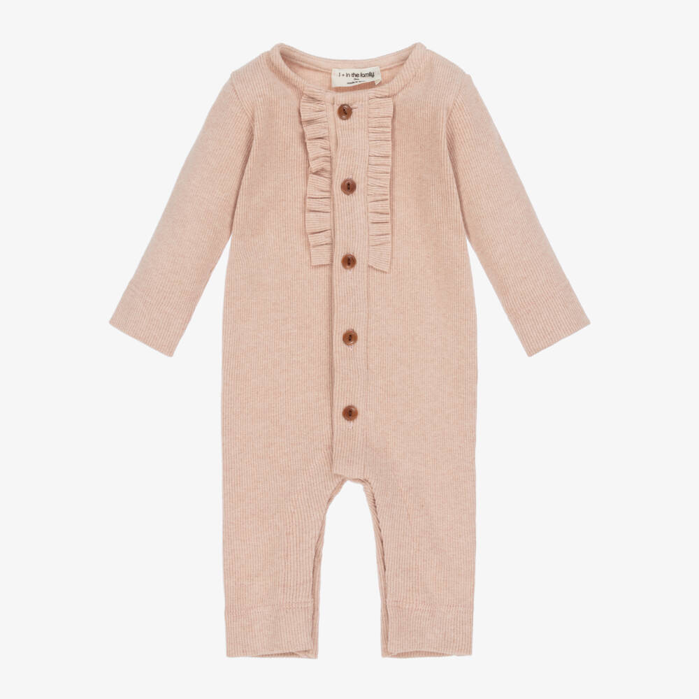 1 + in the family-Baby Girl Pink Ribbed Babygrow | Childrensalon Outlet