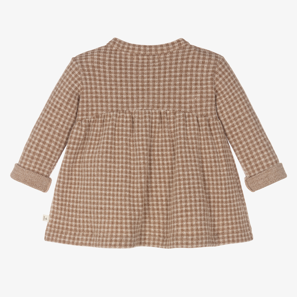 1 + in the family-Baby Girls Beige Checked Dress | Childrensalon Outlet