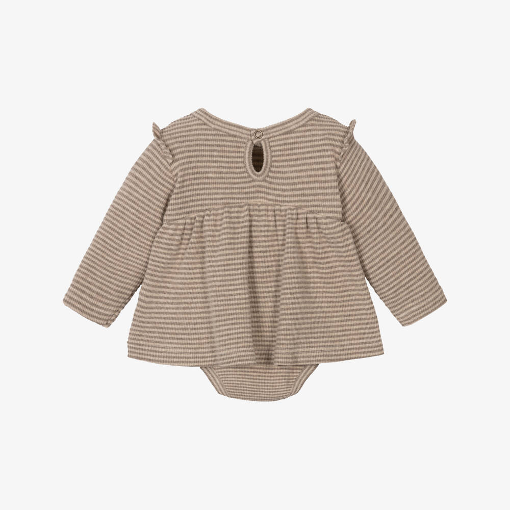 1 + in the family-Бежевое хлопковое платье в полоску | Childrensalon Outlet