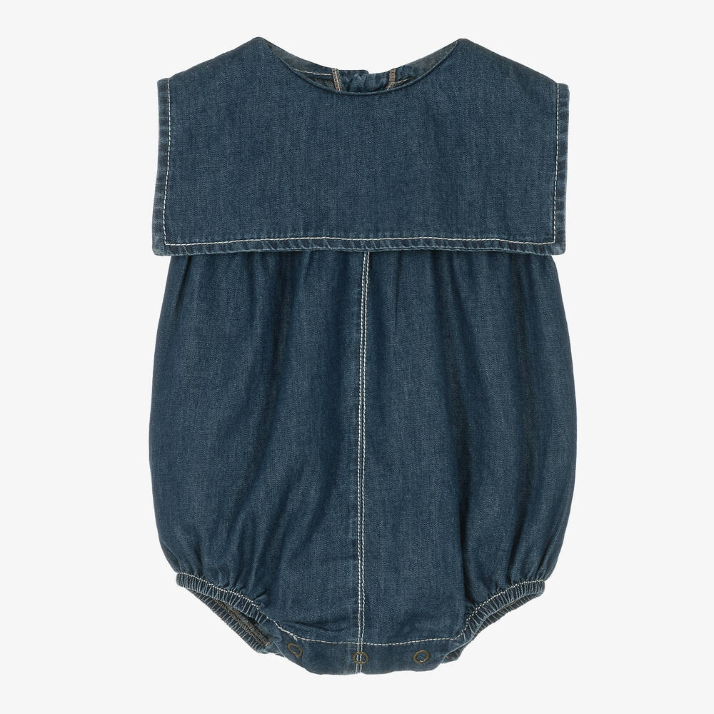 1 + in the family - Baby Girls Blue Chambray Bodysuit | Childrensalon