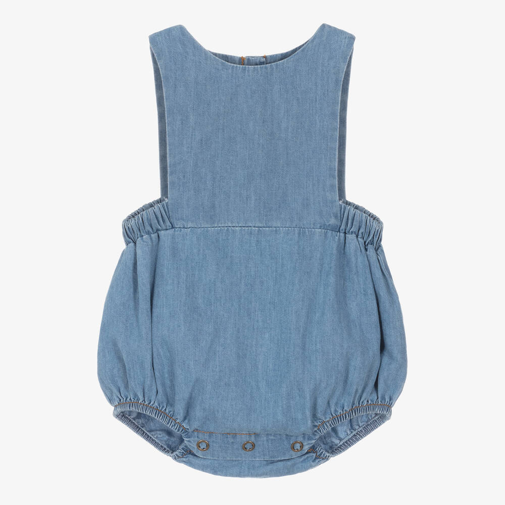 1 + in the family-Baby Girls Blue Cotton Chambray Shortie | Childrensalon Outlet