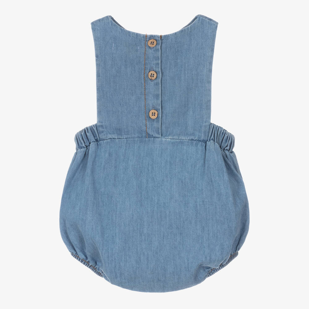 1 + in the family-Baby Girls Blue Cotton Chambray Shortie | Childrensalon Outlet