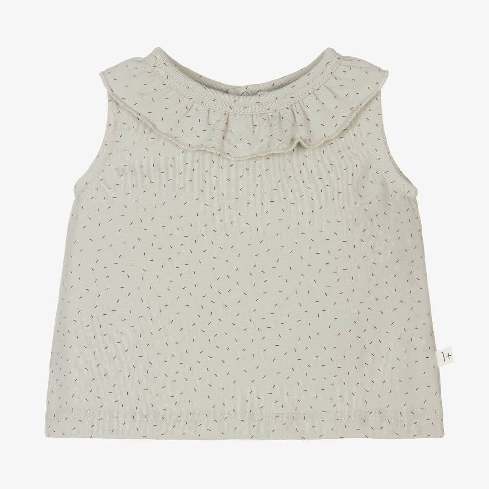 1 + in the family - Baby Girls Green Cotton Sleeveless Top | Childrensalon