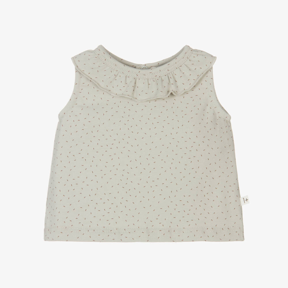 1 + in the family-Baby Girls Green Cotton Sleeveless Top | Childrensalon Outlet