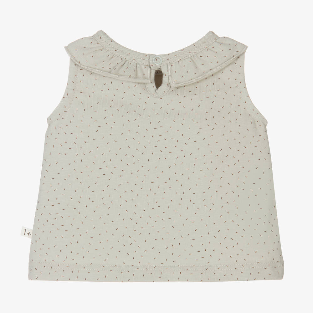 1 + in the family-Baby Girls Green Cotton Sleeveless Top | Childrensalon Outlet