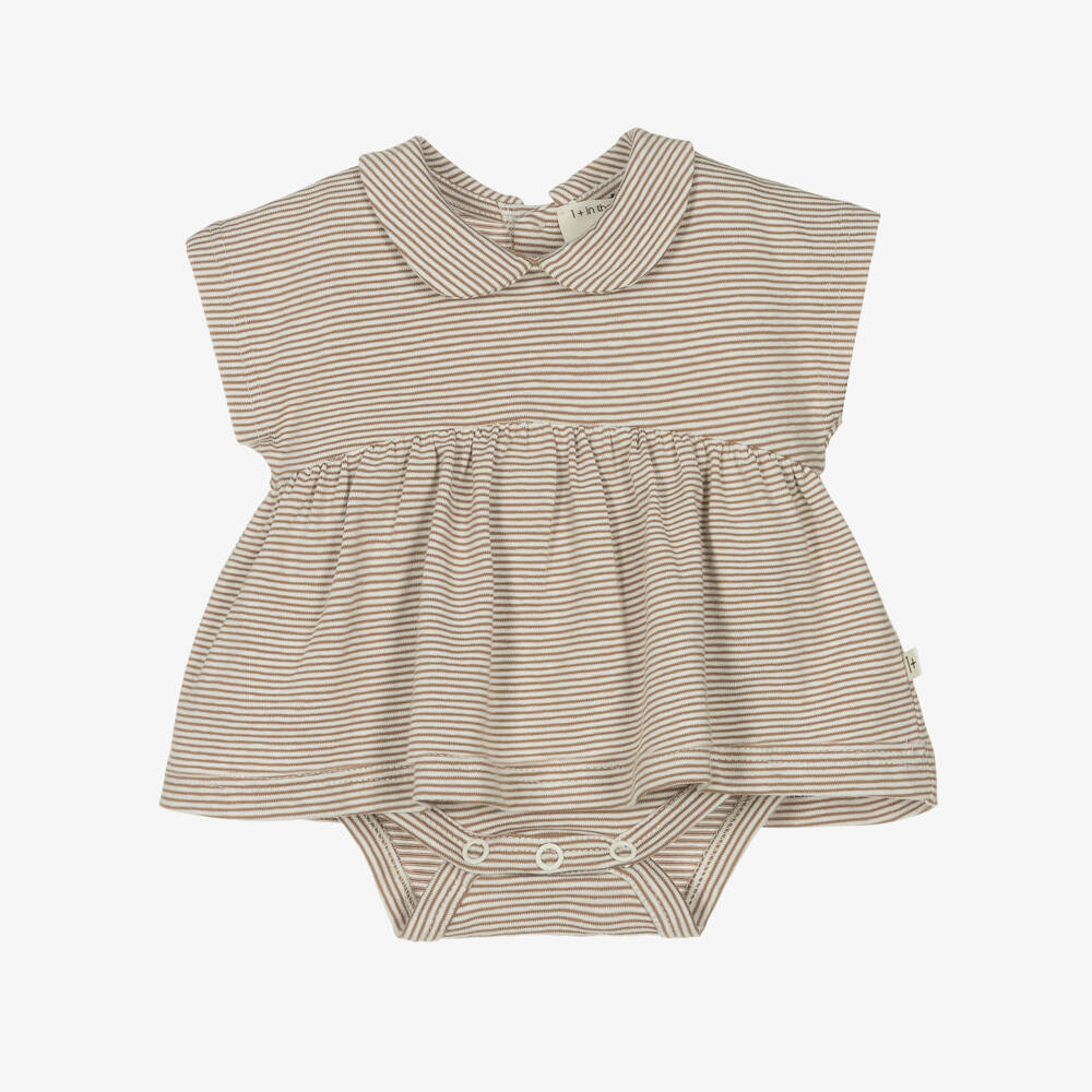 1 + in the family-Кремовое платье в коричневую полоску | Childrensalon Outlet