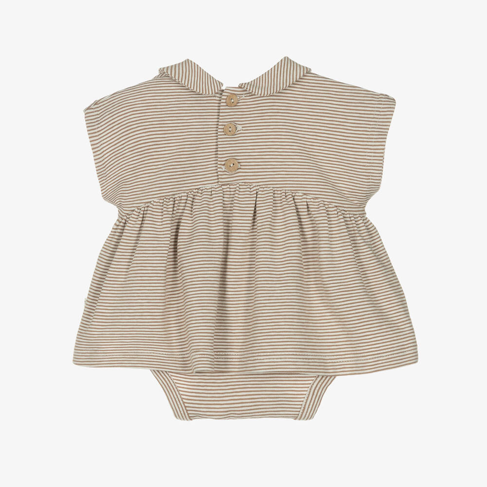 1 + in the family-Кремовое платье в коричневую полоску | Childrensalon Outlet