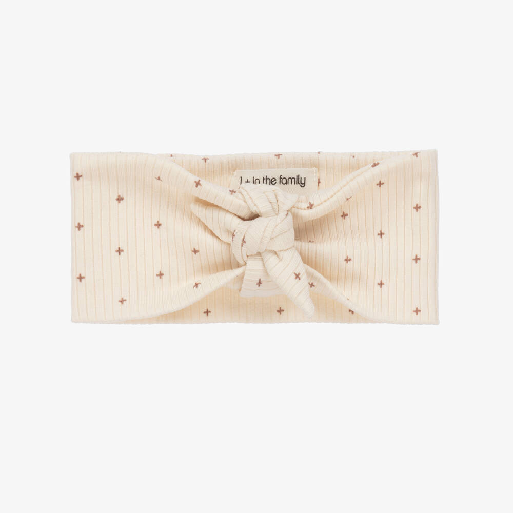 1 + in the family-Baby Girls Ivory Cotton Bow Headband | Childrensalon Outlet