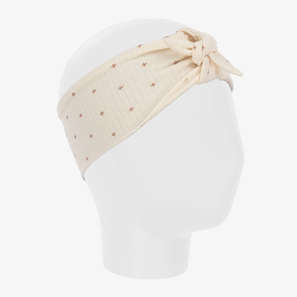1 + in the family-Baby Girls Ivory Cotton Bow Headband | Childrensalon Outlet