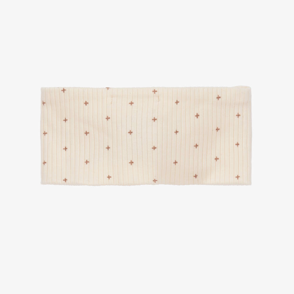 1 + in the family-Baby Girls Ivory Cotton Bow Headband | Childrensalon Outlet