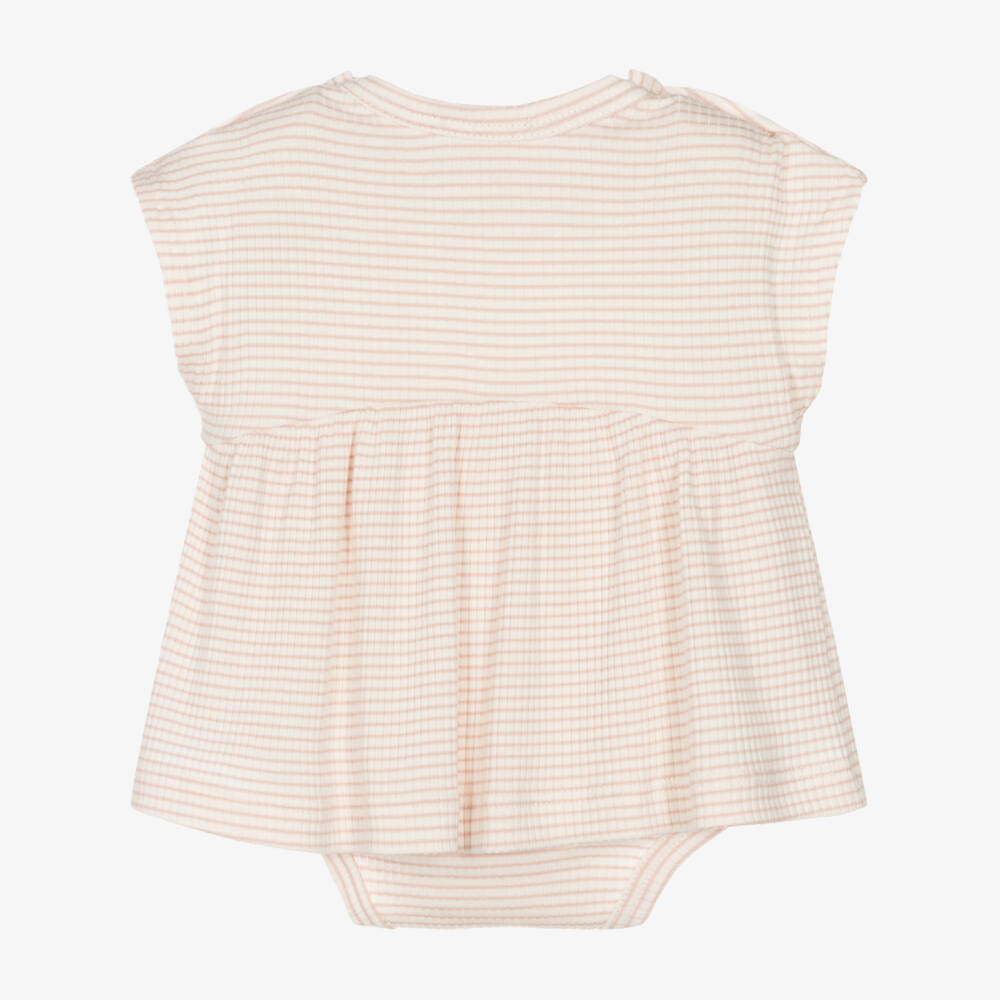 1 + in the family-Baby Girls Ivory & Pink Cotton Dress | Childrensalon Outlet