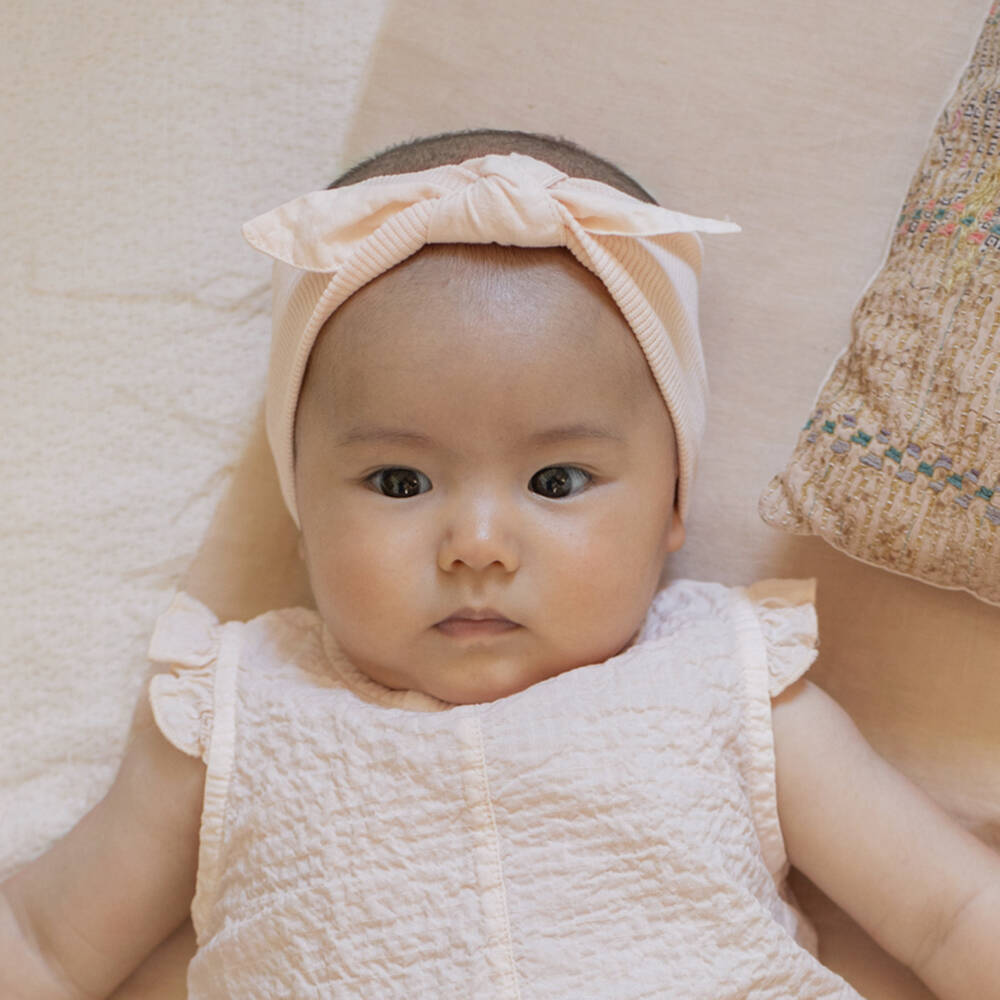 1 + in the family-Baby Girls Pastel Pink Cotton Bow Headband | Childrensalon Outlet
