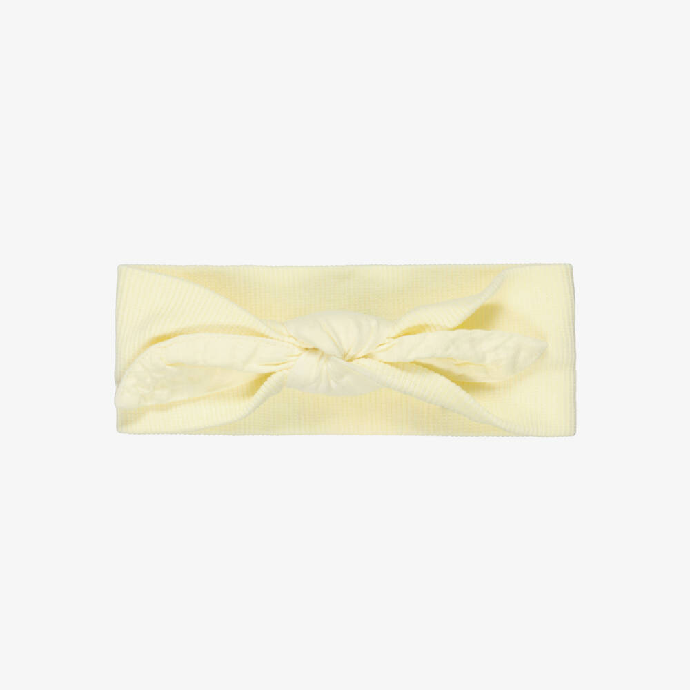 1 + in the family-Baby Girls Pastel Yellow Cotton Bow Headband | Childrensalon Outlet