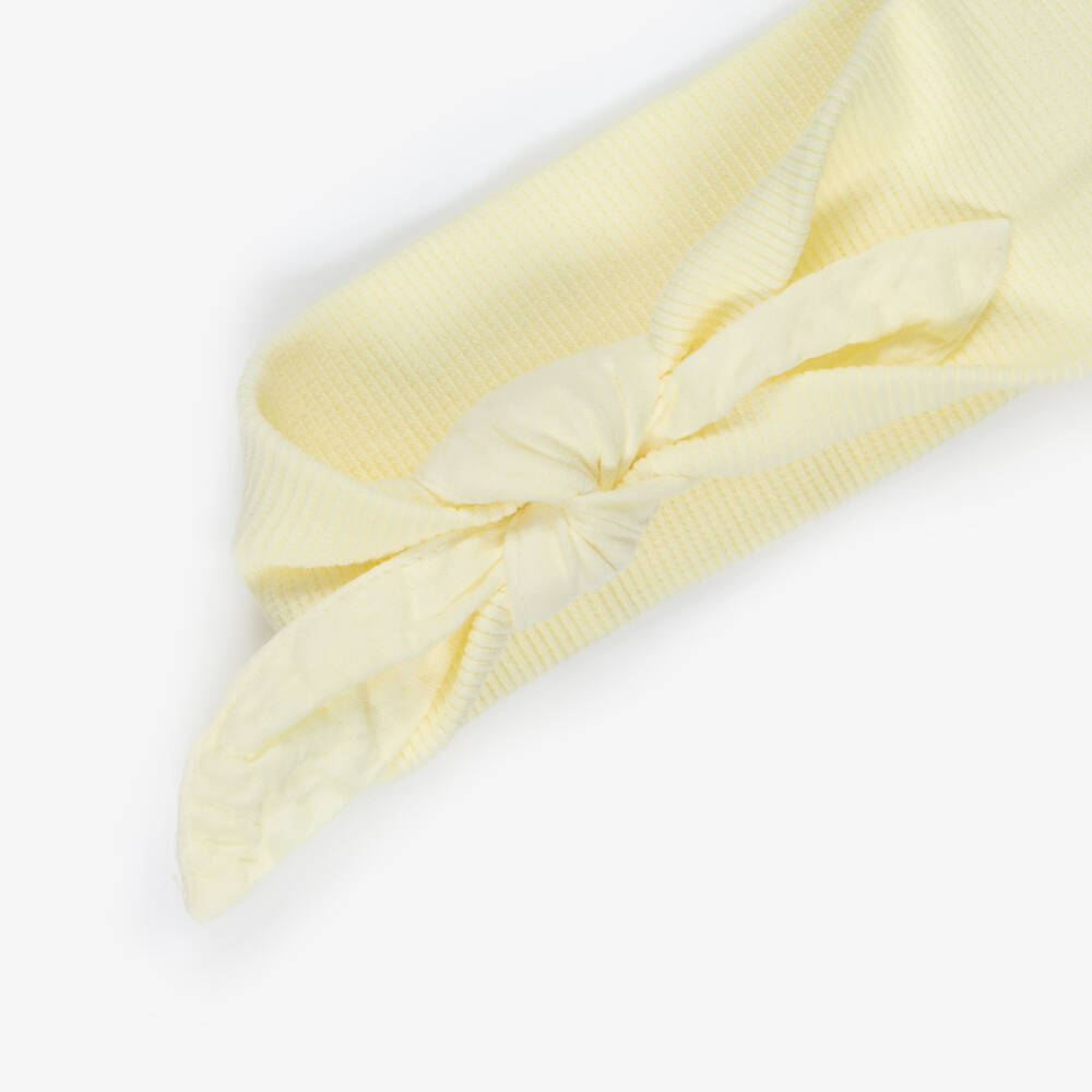1 + in the family-Baby Girls Pastel Yellow Cotton Bow Headband | Childrensalon Outlet