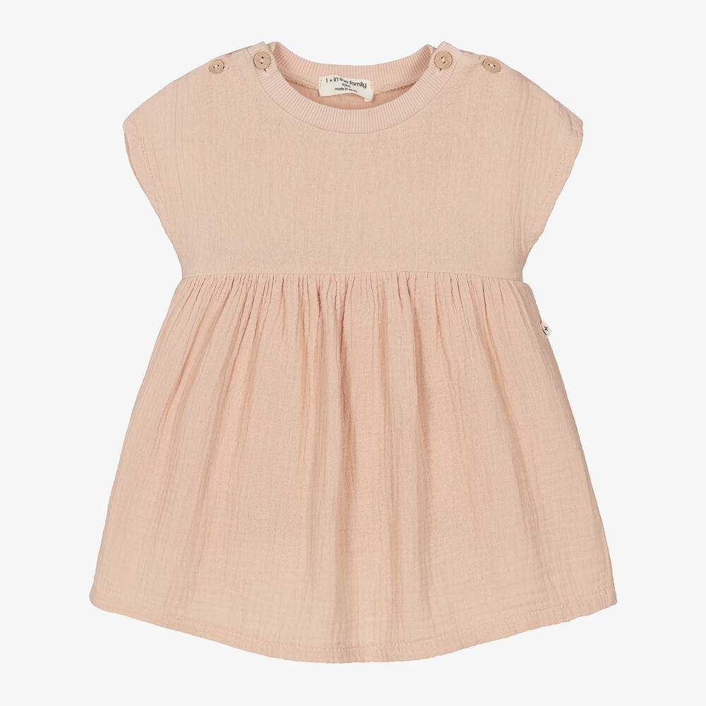1 + in the family-Baby Girls Pink Cotton Dress | Childrensalon Outlet