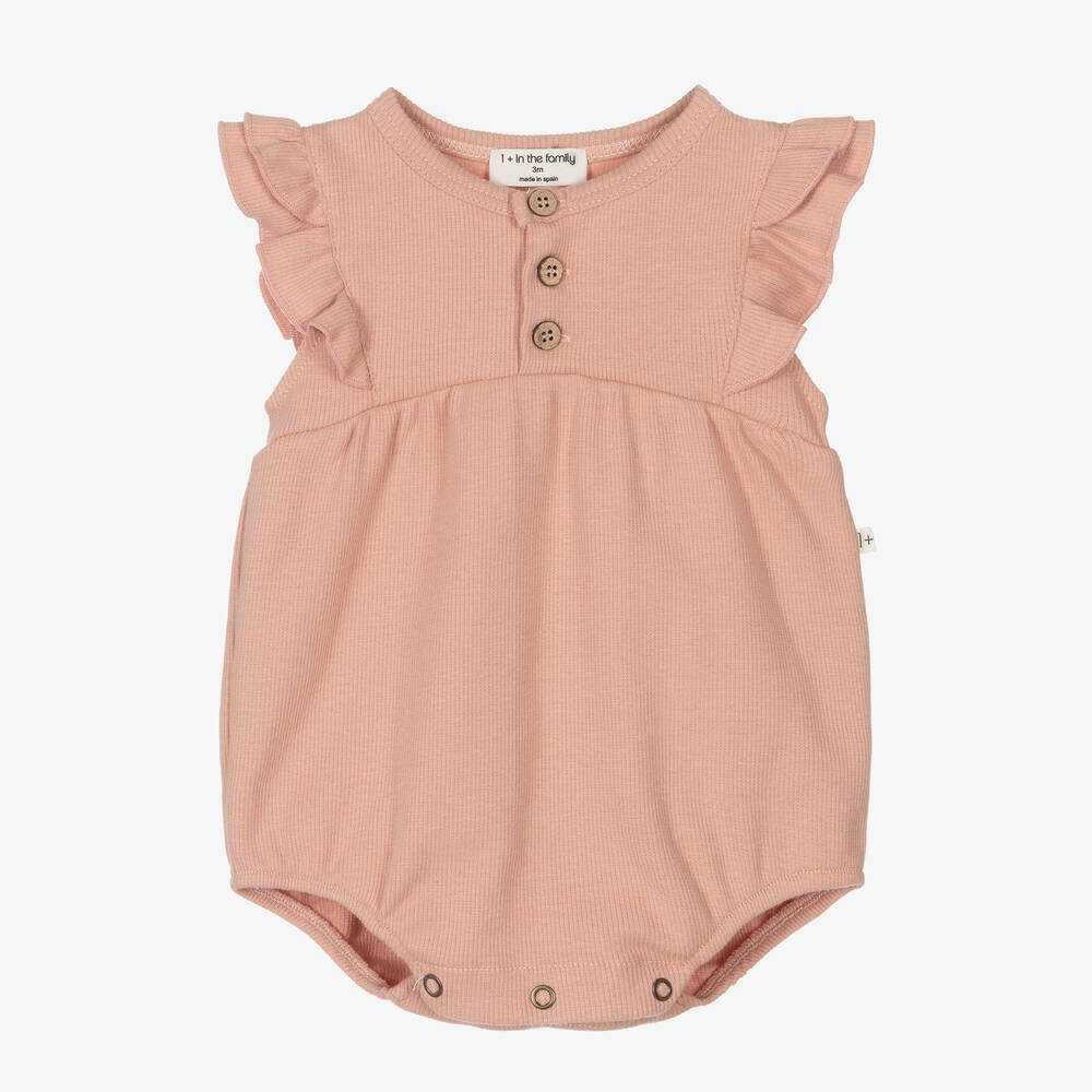 1 + in the family - Baby Girls Pink Cotton Shortie | Childrensalon
