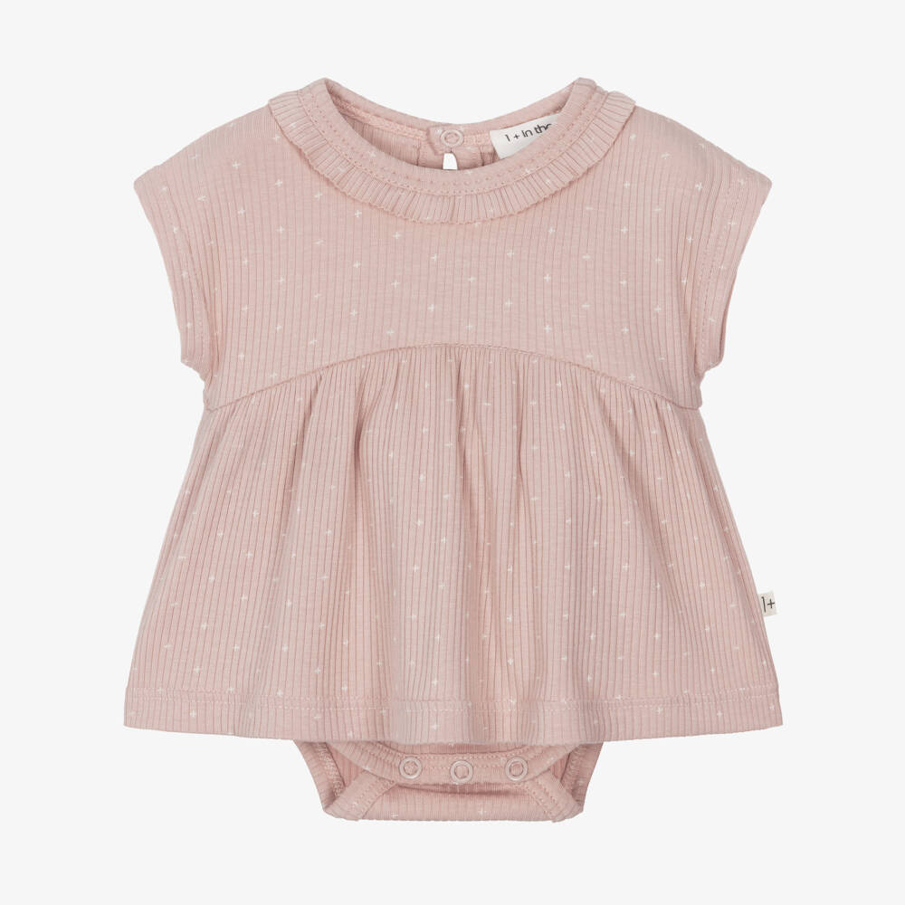 1 + in the family-فستان قطن جيرسي لون زهري للمولودات | Childrensalon Outlet