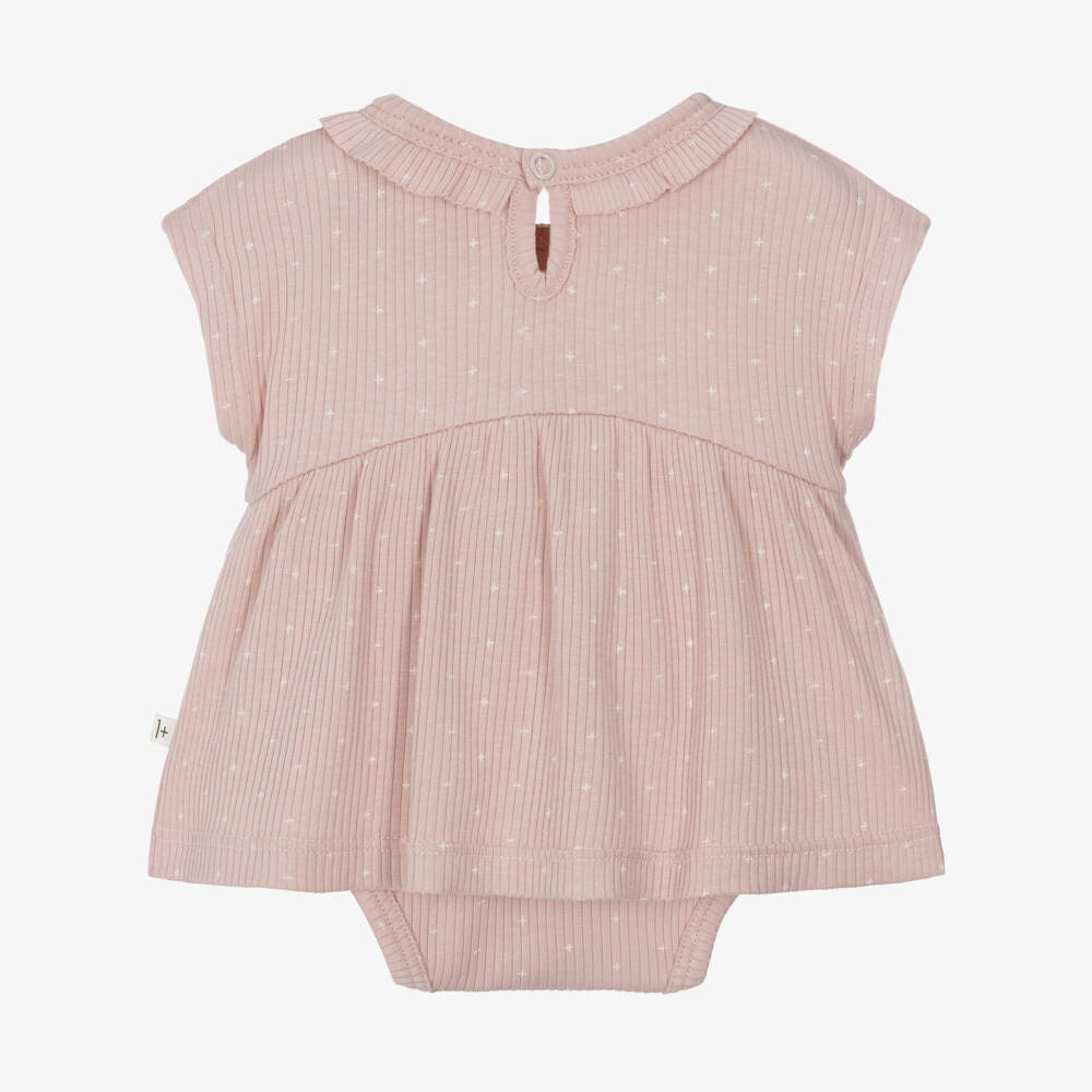1 + in the family-Baby Girls Pink Ribbed Cotton Dress | Childrensalon Outlet