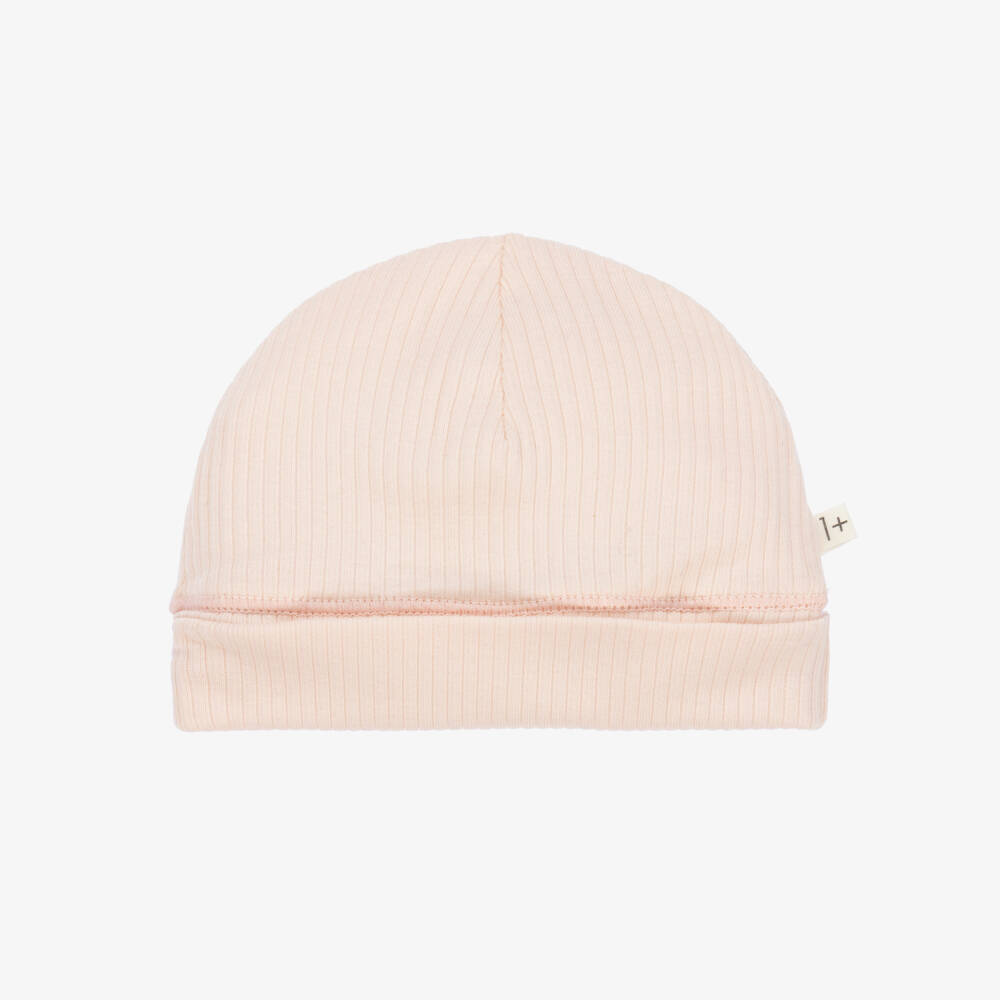 1 + in the family-Baby Girls Pink Ribbed Cotton Jersey Hat | Childrensalon Outlet