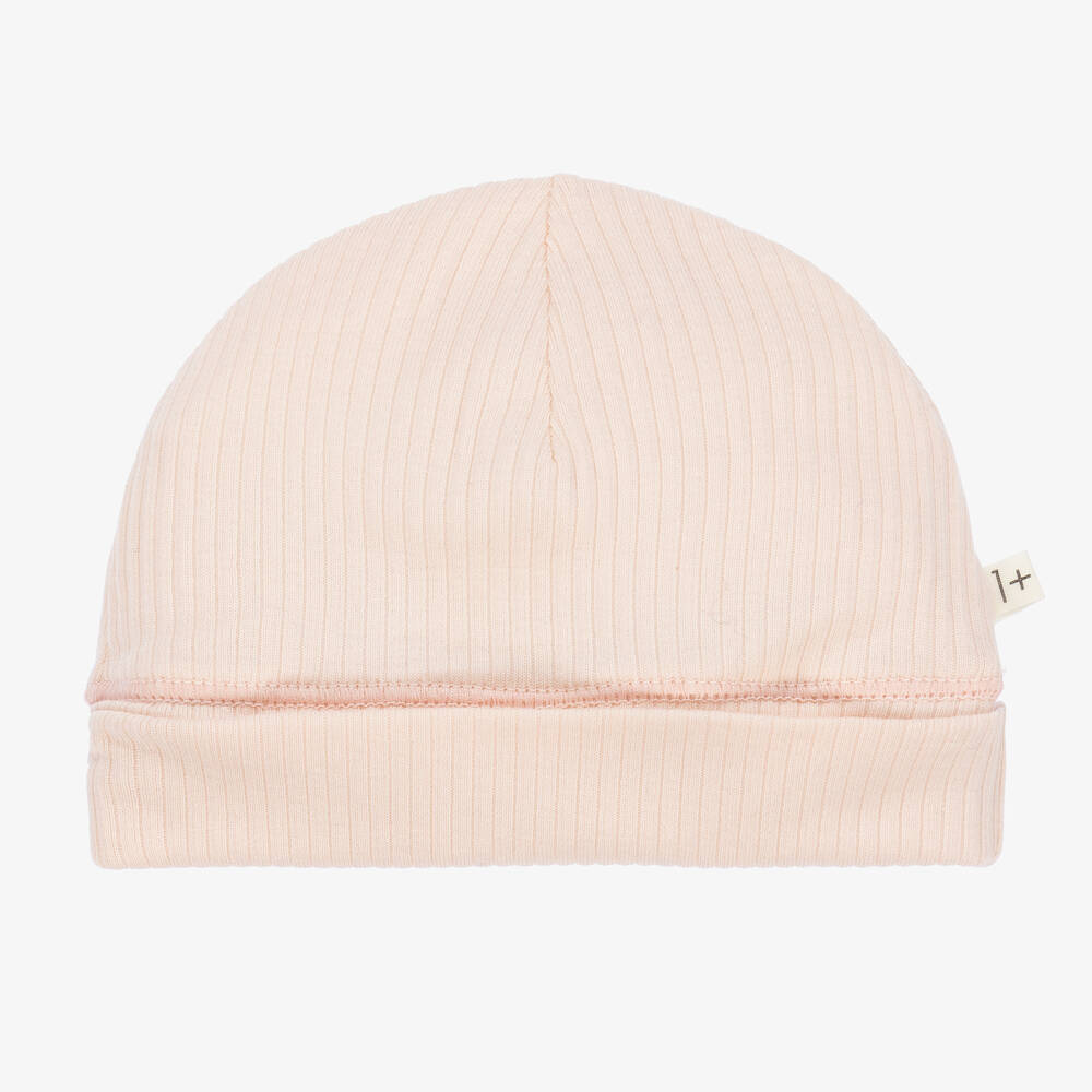 1 + in the family-Baby Girls Pink Ribbed Cotton Jersey Hat | Childrensalon Outlet