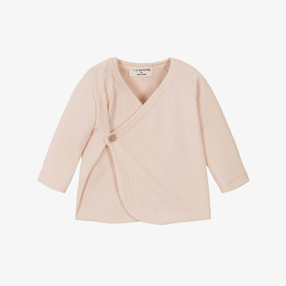 1 + in the family-Baby Girls Pink Ribbed Cotton Jersey Top | Childrensalon Outlet
