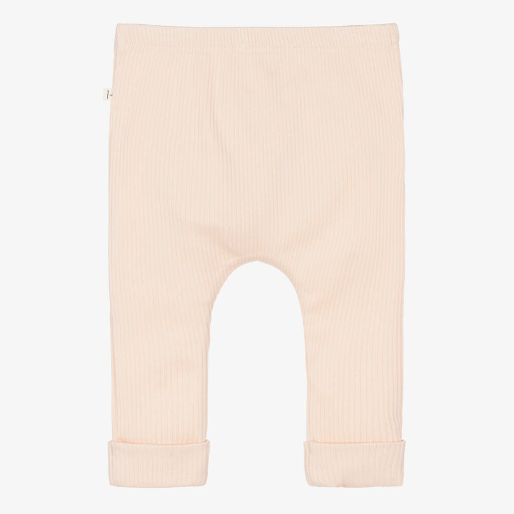 1 + in the family-Baby Girls Pink Ribbed Cotton Leggings | Childrensalon Outlet