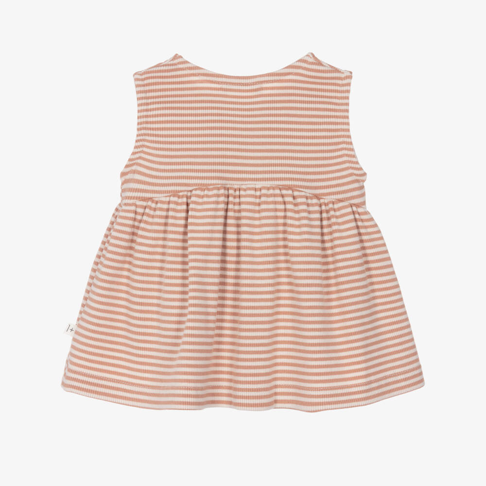 1 + in the family-Baby Girls Pink Striped Cotton Dress | Childrensalon Outlet