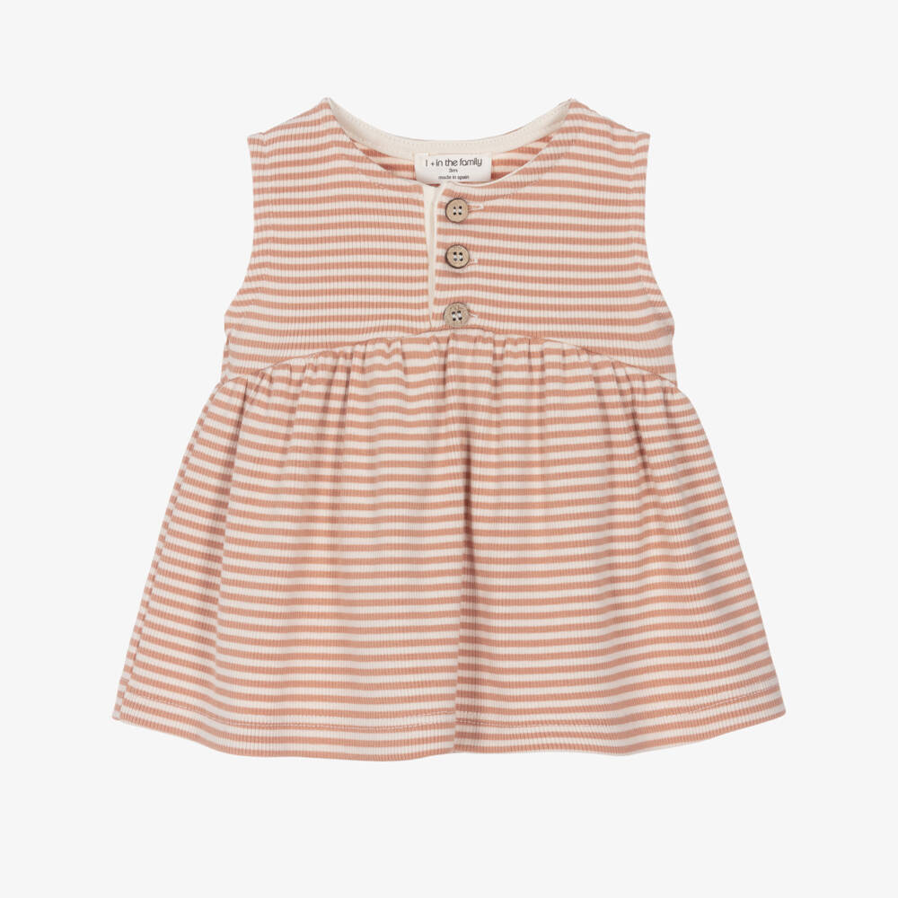 1 + in the family-Baby Girls Pink Striped Cotton Dress | Childrensalon Outlet