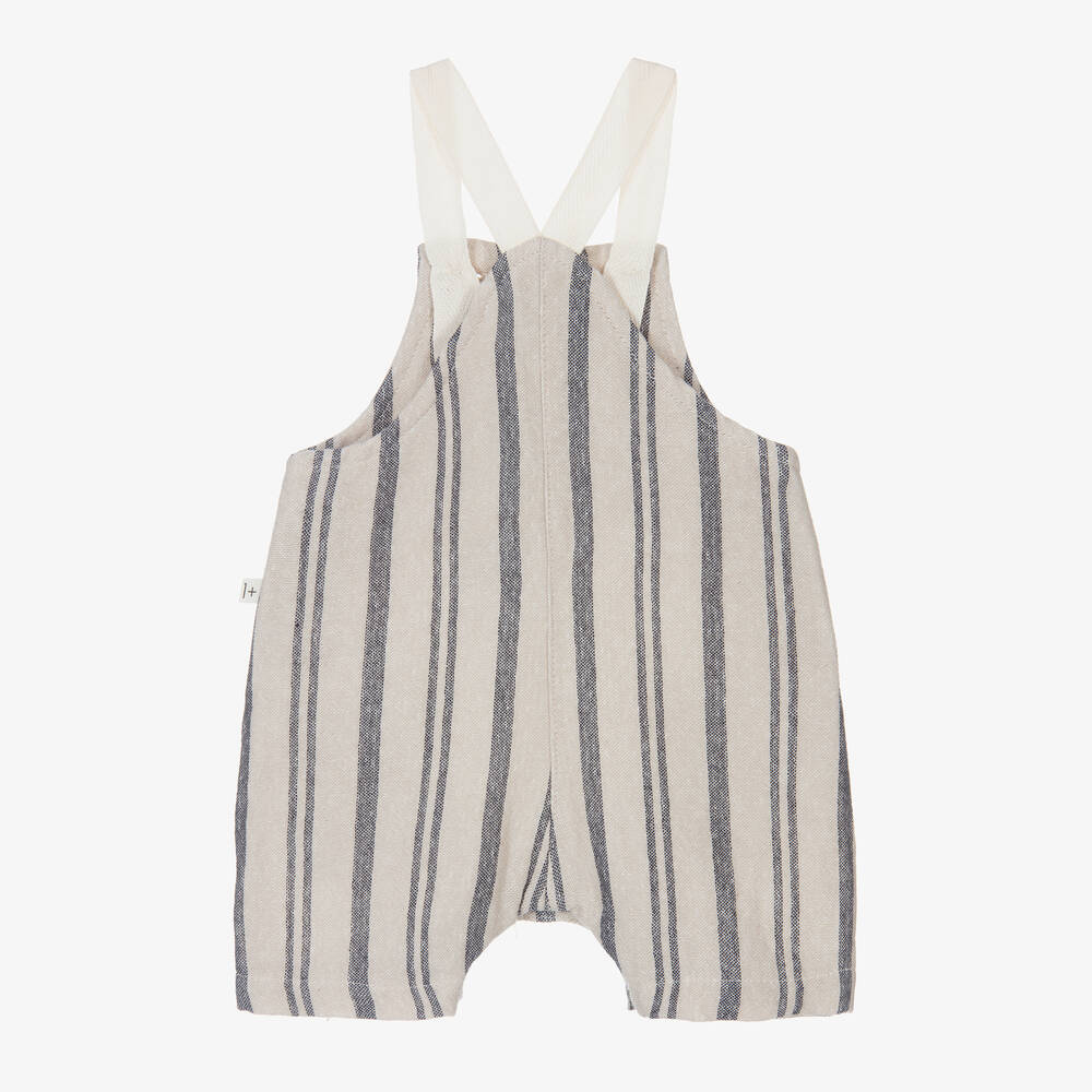 1 + in the family-Beige & Blue Striped Dungaree Shorts | Childrensalon Outlet