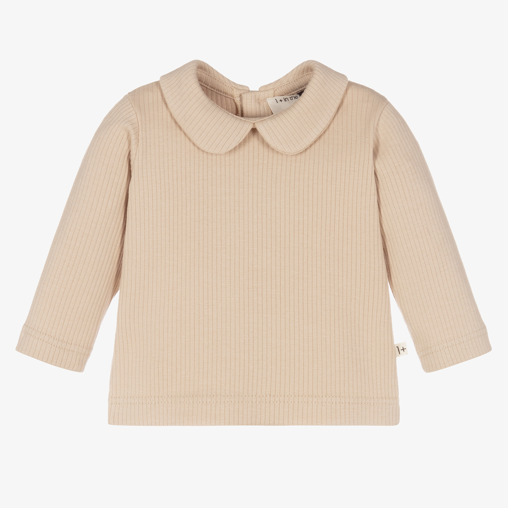 1 + in the family - Beige Cotton Baby Top | Childrensalon