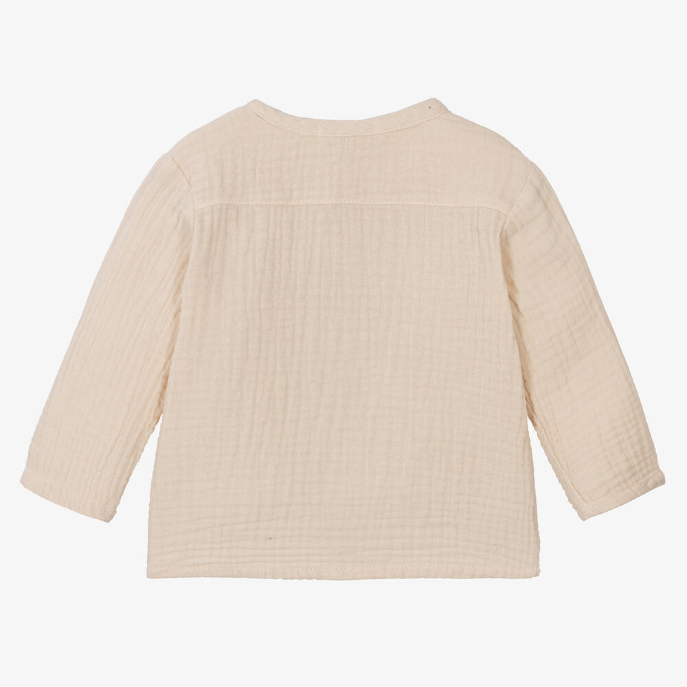 1 + in the family-Бежевая хлопковая рубашка в рифленую полоску | Childrensalon Outlet