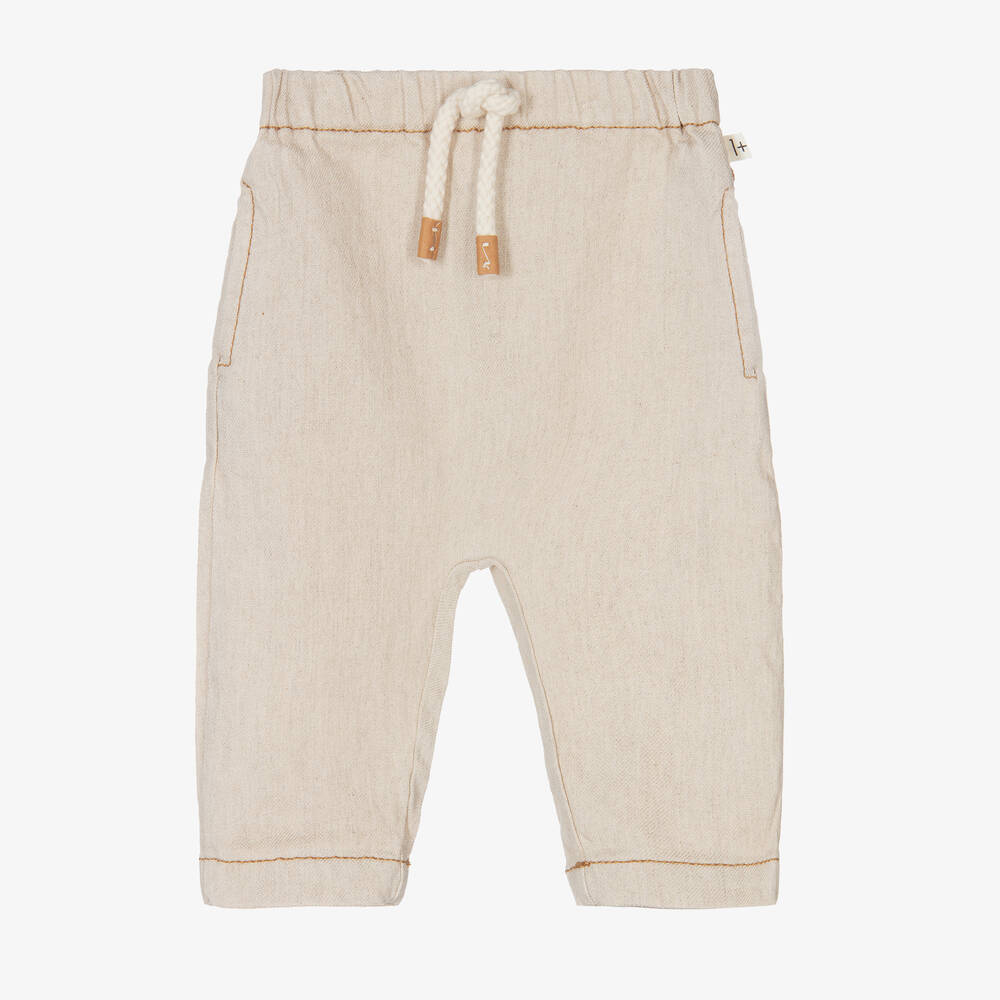 1 + in the family-Beige Linen Trousers | Childrensalon Outlet