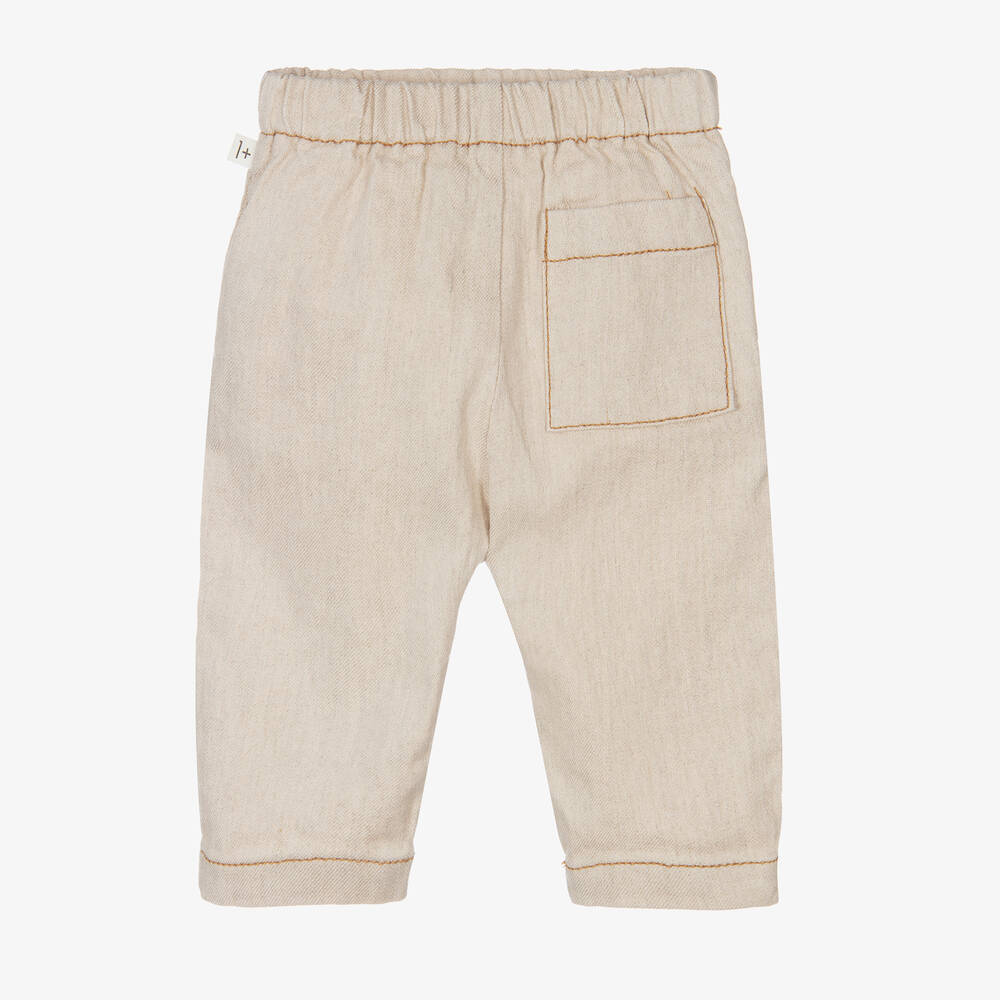 1 + in the family-Beige Linen Trousers | Childrensalon Outlet