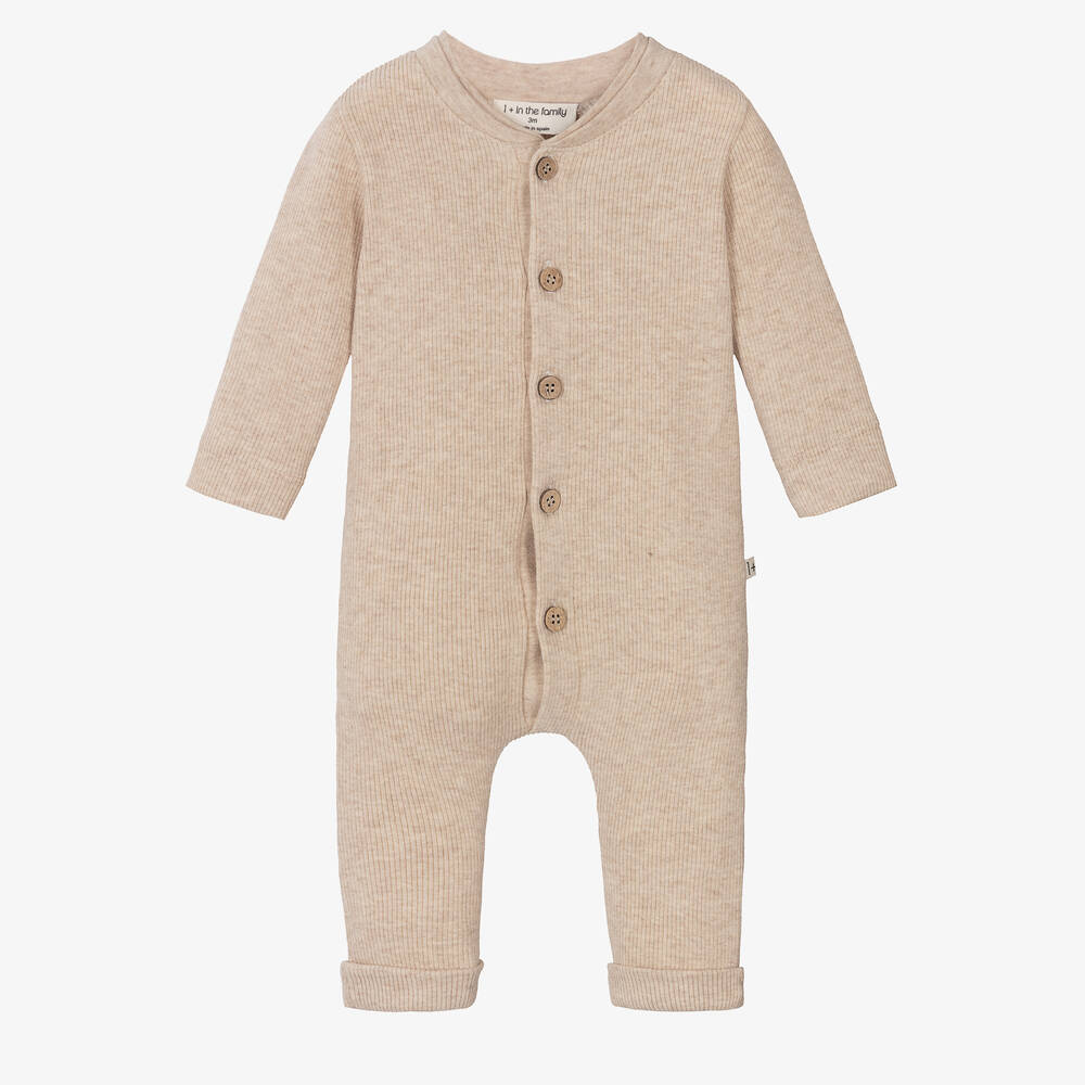 1 + in the family - Pyjama en beige coton côtelé bébé | Childrensalon
