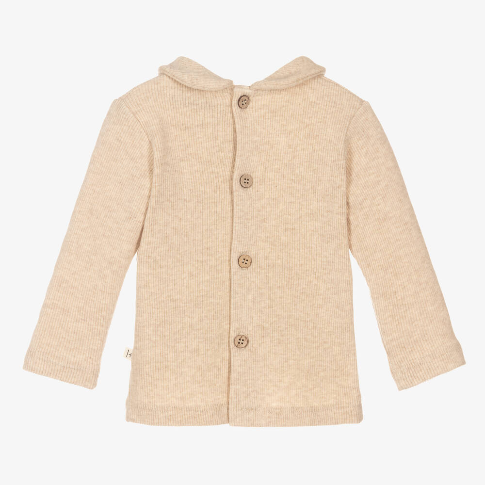 1 + in the family-توب قطن جيرسي مضلع لون بيج للأطفال | Childrensalon Outlet