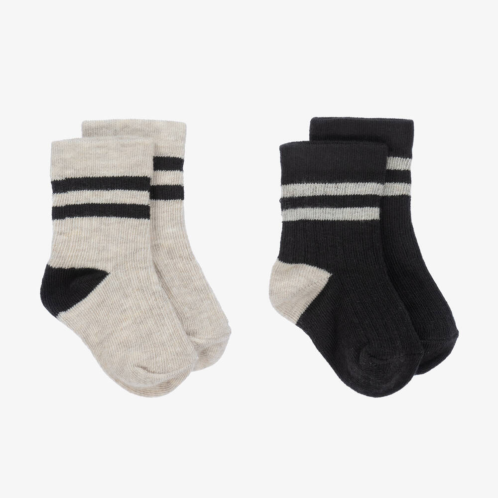 1 + in the family-Black & Beige Cotton Socks | Childrensalon Outlet