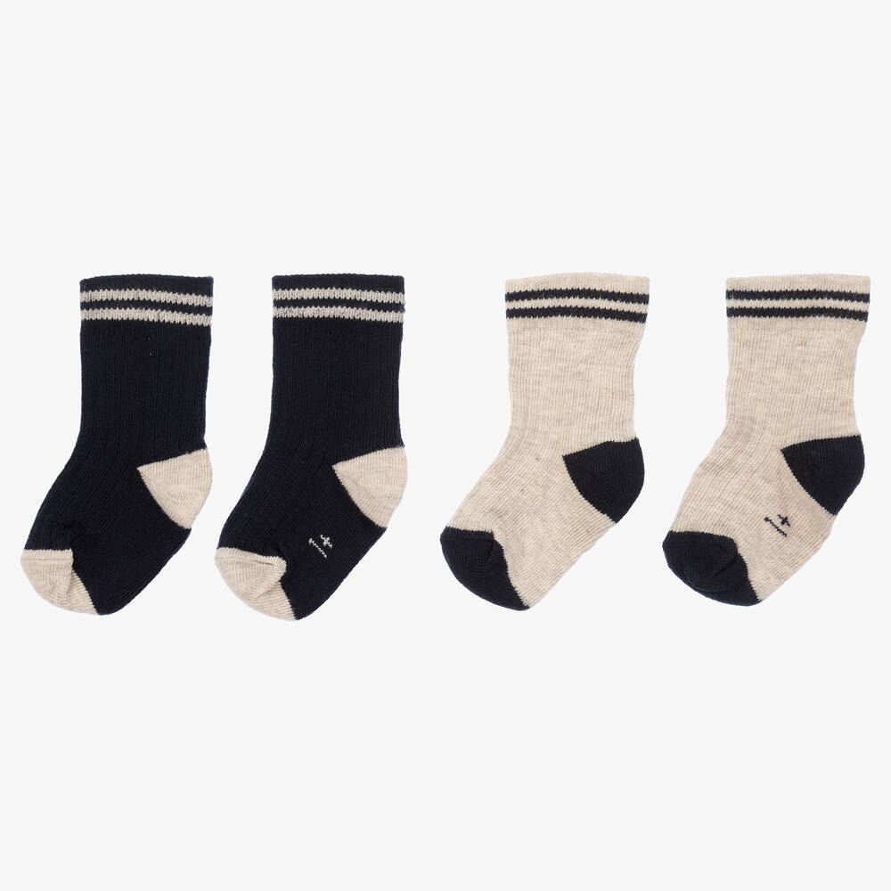  1+ ان ذا فاميلي-جوارب مزيج قطن لون بيج وكحلي (عدد 2) | Childrensalon Outlet