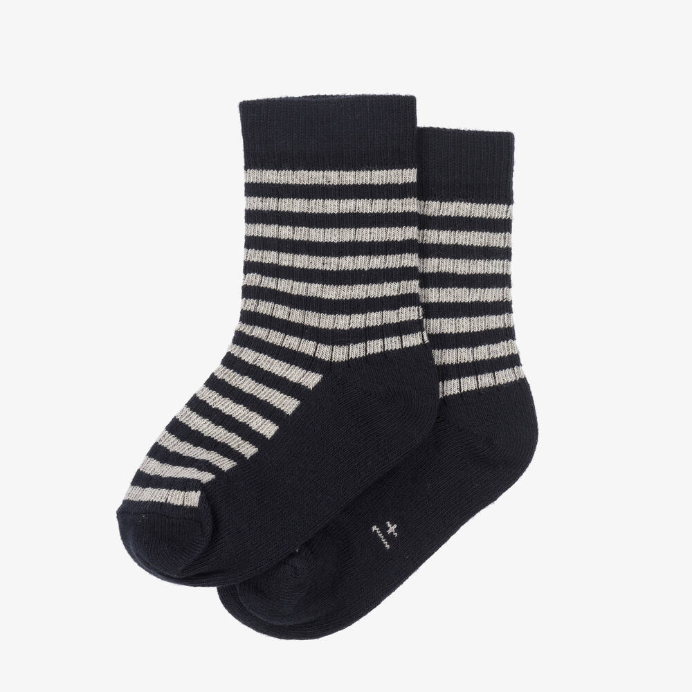  1+ ان ذا فاميلي-جوارب مزيج قطن مقلمة لون كحلي ورمادي للأطفال | Childrensalon Outlet