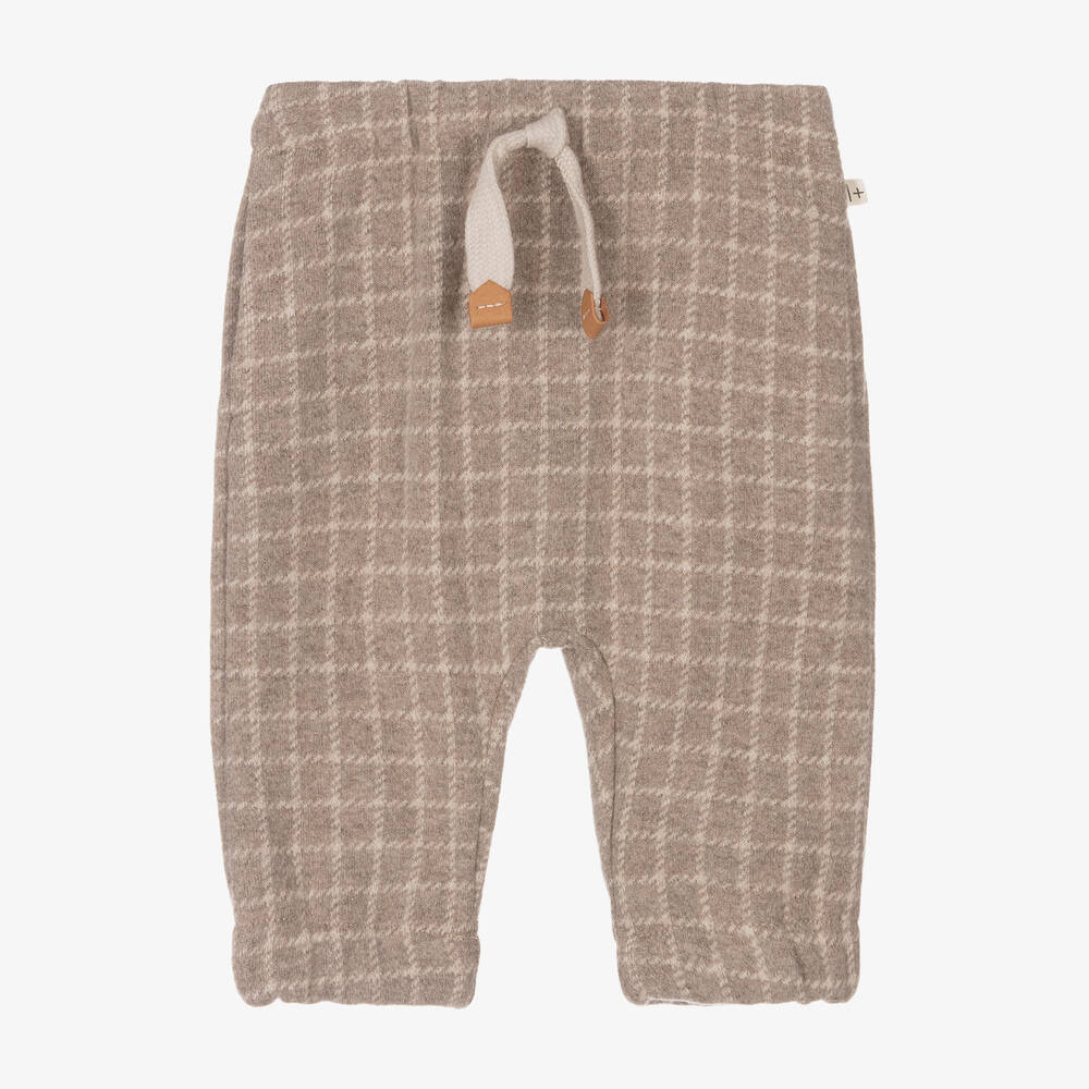 1 + in the family-Boys Beige Checked Cotton Trousres | Childrensalon Outlet